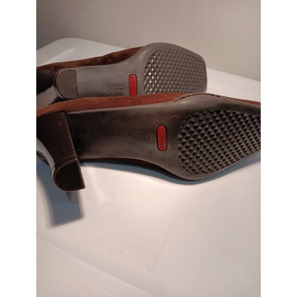 - New Y2k 90s Womens Suede Brown Aerosoles Clogs Mules Shoes - Size 8 - Picture 7 of 10